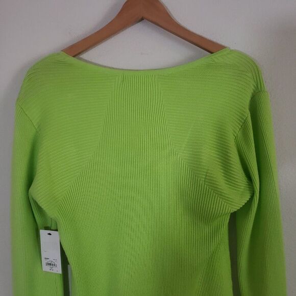 INTEMPO Ribbed Knit Sweater XXL Green Sweetheart Neck Casual Modern Chic - Picture 9 of 11
